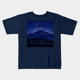 Cut Night art galaxy mountains and forest Kids T-Shirt